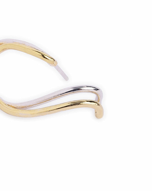 18kt Gold & Rhodium Plated Contemporary Ear Lobe Cuff Earring