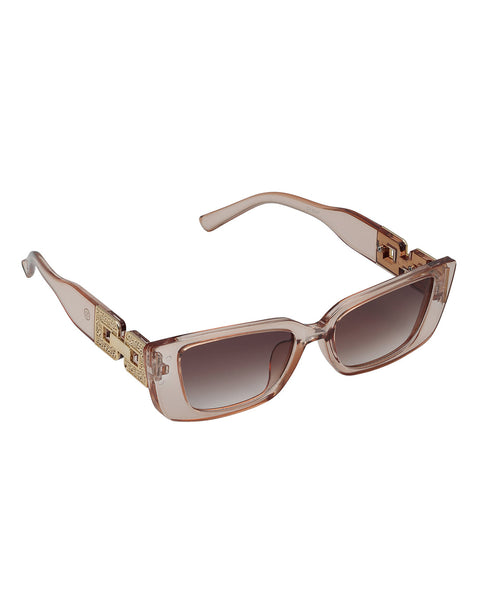 Woman Peach & Gold Toned UV Protected Brown Lens Cateye Sunglasses