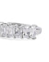 Rhodium Plated Studded Hoop Earring with Baguette CZ