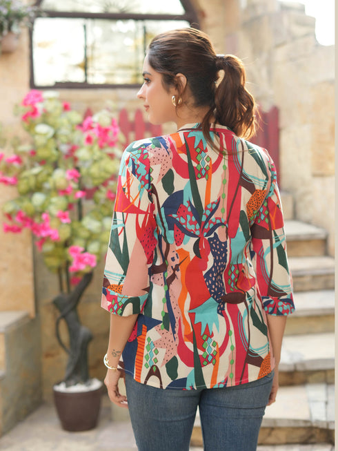 Women Abstract Print A-Line Pure Cotton Kurti