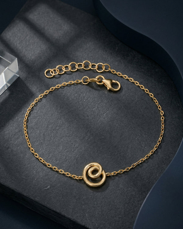 18kt Gold Plated Spiral Charm Bracelet