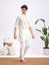 Men's White Jacquard Cotton Kurta Pyjama Set