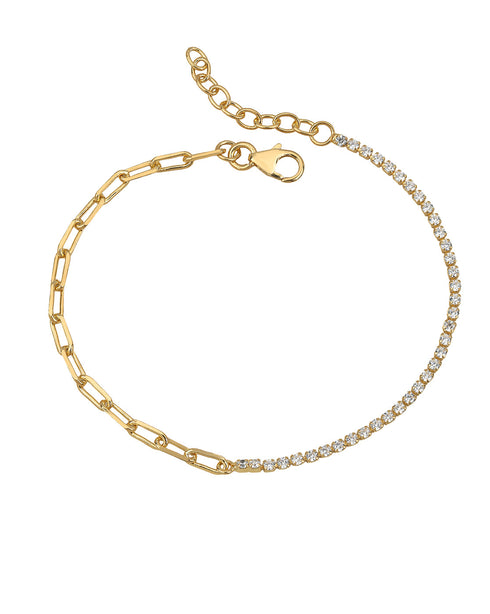18kt Gold Plated Mix 'n' Match Stone Link Chain Wraparound Bracelet
