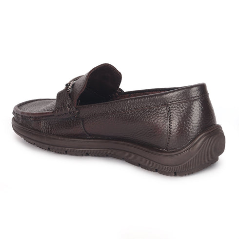 Men's Textured Leather Loafers with Cushioned EVA Comfort Sole