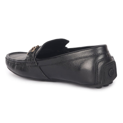 Men's Premium Leather Slip-On Loafers with Metal Buckle