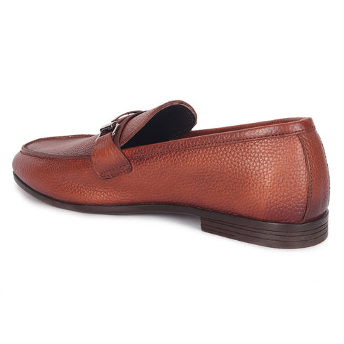 Men's Slip-Ons Textured Leather Loafers with Webbed Strap
