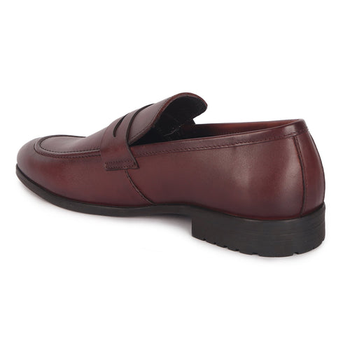 Men's Classic Smooth Leather Penny Loafers with TPR Sole