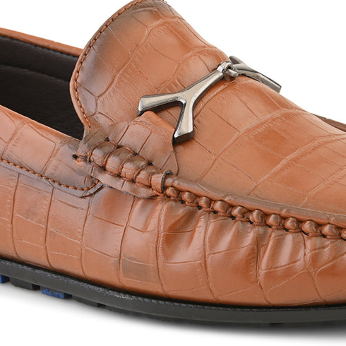 Men's Textured Driving Loafers with Buckle Detail