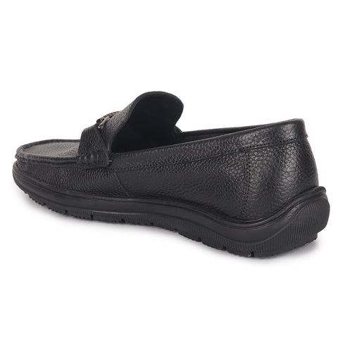 Men's Textured Leather Loafers with Cushioned EVA Comfort Sole