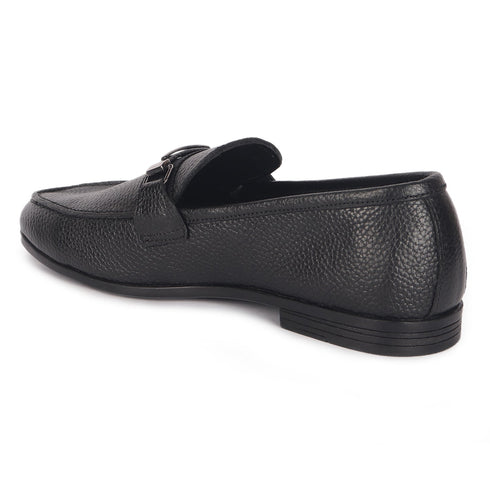 Men's Slip-Ons Textured Leather Loafers with Webbed Strap