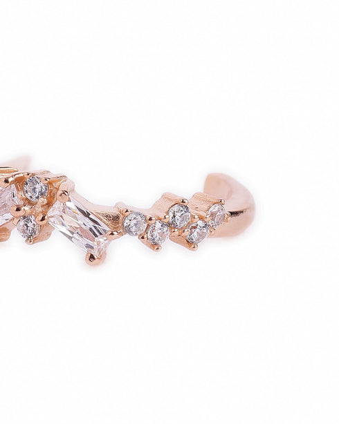 18kt Rose Gold Plated Baguette CZ Half Hoop Earring