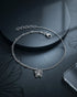 Rhodium Plated Double Chain Butterfly Charm Anklet