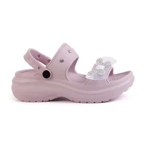 Women's Embellished Bow Slingback Waterproof Sandals