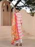Women Ikat Printed Pure Cotton Kurta with Trousers & Dupatta