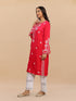 Saba Chikankari Long Kurta in Barfi Silk - Red