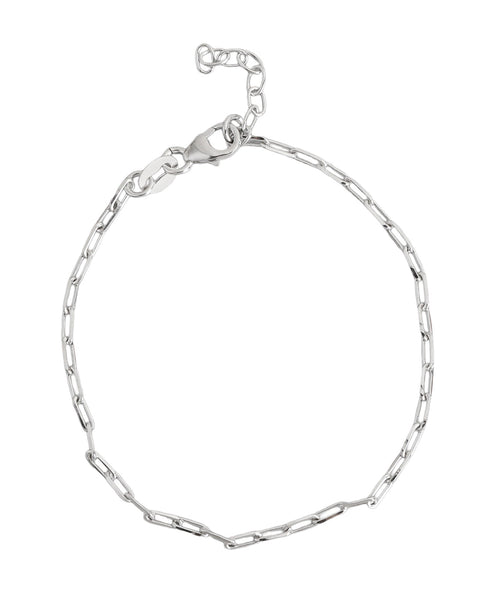 925 Sterling Silver Rhodium Plated Link Chain Bracelet
