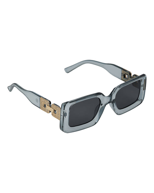 Women Grey & Gold Toned UV Protected Black Lens Square Sunglasses
