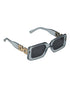 Women Grey & Gold Toned UV Protected Black Lens Square Sunglasses