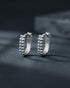 Rhodium Plated Oval Beaded Mini Hoop Earring