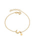 925 Sterling Silver 18kt Gold Plated CZ Moon and Star Charm Bracelet