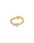 Gold Plated Solitaire with Pearl Adjustable Ring