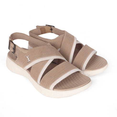 Women's Knitted Cross-Strap Sport Sandal with Buckle