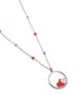925 Sterling Silver Rhodium Plated Enamel Twin Heart in Circular Pendant and Chainn