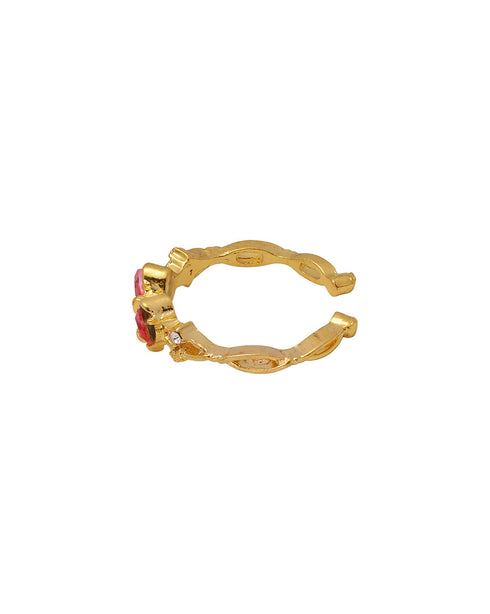 Gold Plated CZ Bow Adjustable Ring
