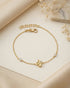 18kt Gold Plated CZ Floral Charm Adjustable Bracelet