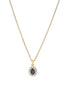 Premium 18kt Gold Plated Blue Sapphire CZ Halo Pendant with Chain