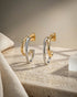 Two Toned Plated Sculpted Half Hoop Earring