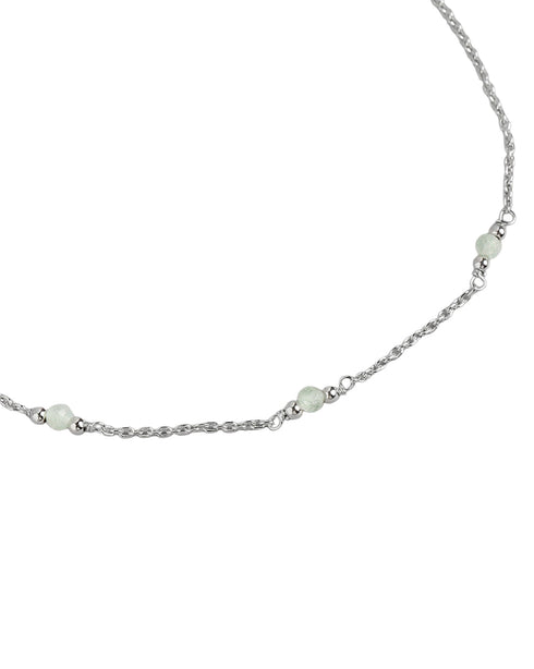 925 Sterling Silver Rhodium-Plated Emerald Studded Anklet