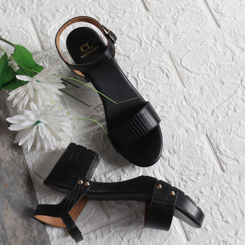 Women's Textured Block Heels Sandals