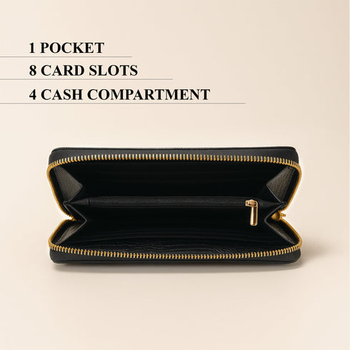 Carlton London Chloe Zip Around Textured Wallet Black CLHB 27