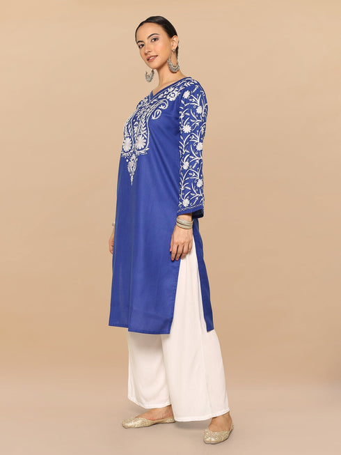 Falak Kashmiri Long Kurta - Blue