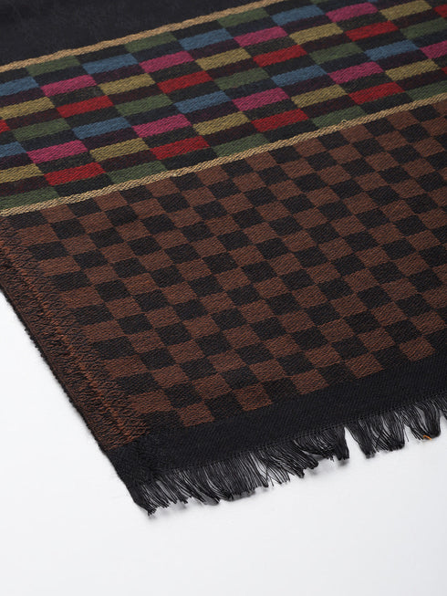 Men's Checkered Wool Shawl with Zari