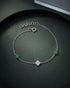 Rhodium Plated Green CZ Van Cleef Charm Adjustable Bracelet