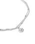 925 Sterling Silver Rhodium Plated Double Layered Floral Charm Bracelet