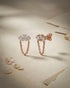 18kt Rose Gold Plated CZ Stud and Chain Earring