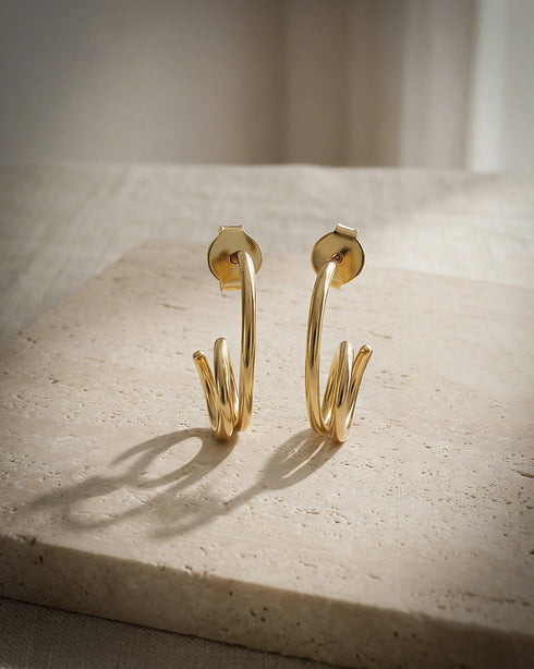 18kt Gold Plated Spiral Half Hoop Earring