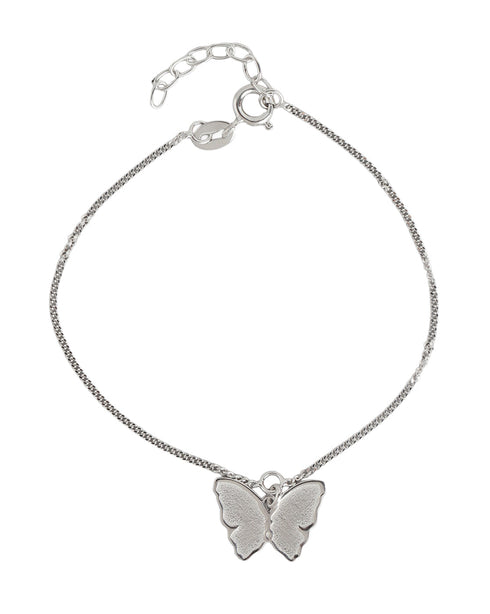925 Sterling Silver Rhodium Plated Buttefly Charm Bracelet
