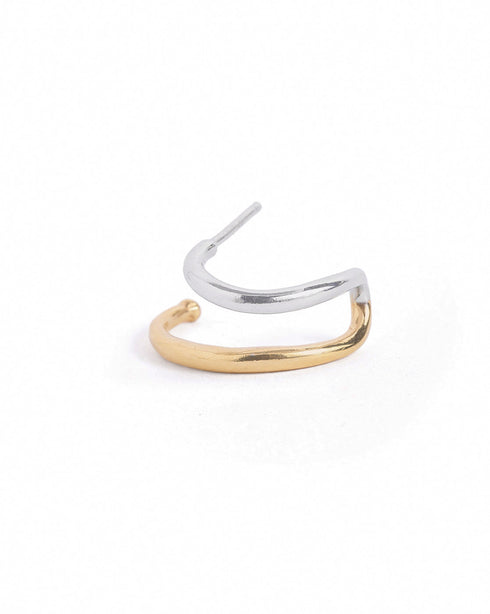 18kt Gold & Rhodium Plated Ear Lobe Cuff Stylish Earring