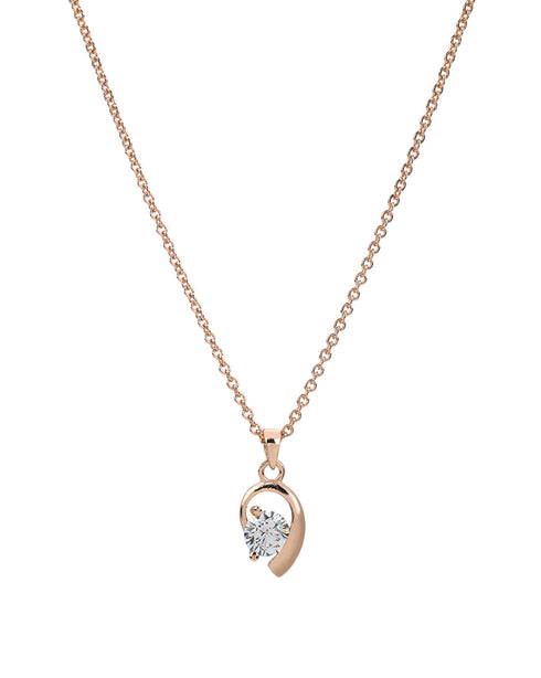 18kt Rose Gold Plated Contemporary Solitaire Pendant with Chain