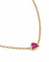 18kt Gold Plated Ruby Studded Trillion Solitaire Pendant Necklace