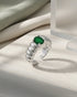 Rhodium Plated Emerald Blue Stone Adjustable Ring
