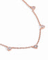 18kt Rose Gold Plated Multiple CZ Heart Charm Necklace