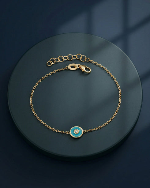 18kt Gold Plated Circular Enamel Wraparoun Bracelet