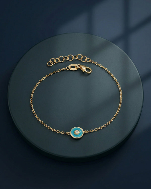 18kt Gold Plated Circular Enamel Wraparoun Bracelet