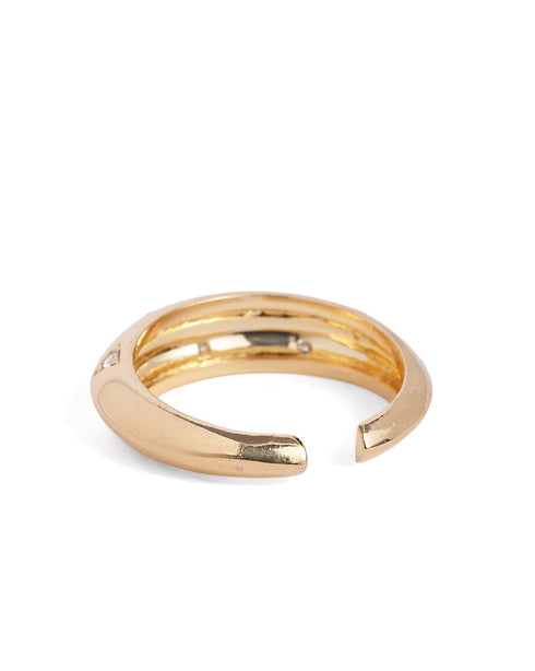 18kt Gold Plated CZ Adjustable Finger Ring