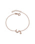 925 Sterling Silver 18kt Rose Gold Plated CZ Moon and Star Charm Bracelet